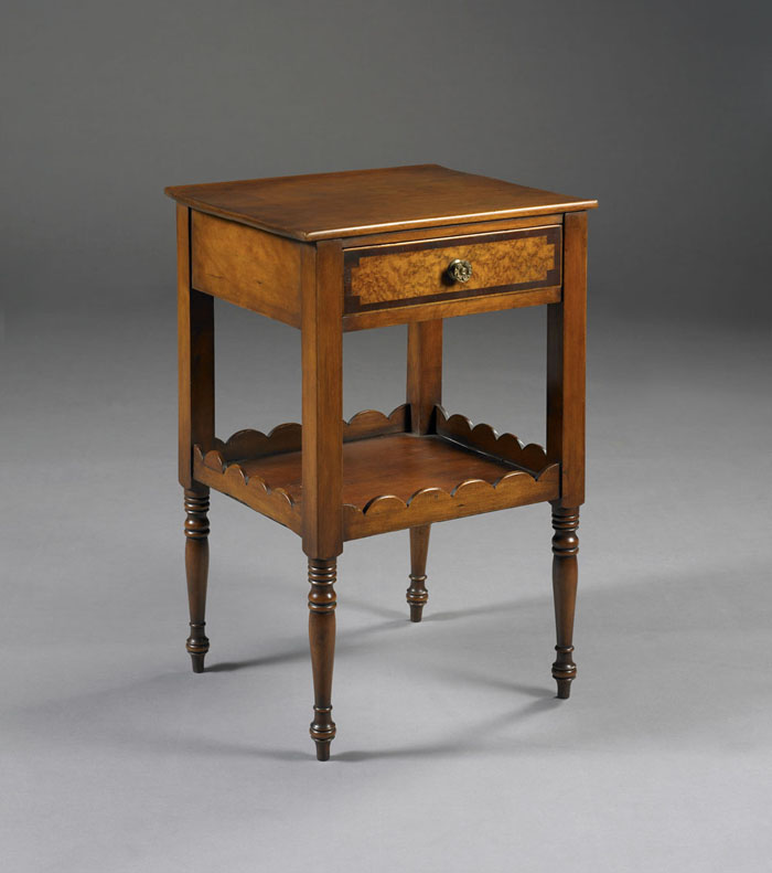 Appraisal: NEW HAMPSHIRE SHERATON INLAID MAPLE ONE- DRAWER STAND PROBABLY PORTSMOUTH