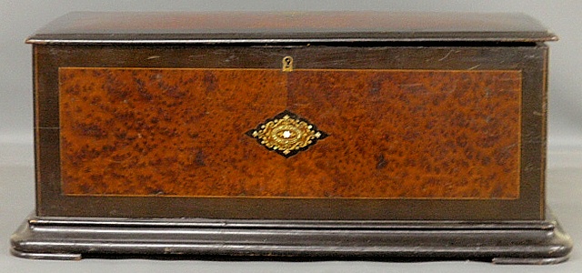 Appraisal: - Vintage Swiss tabletop orchestra music box in an inlaid