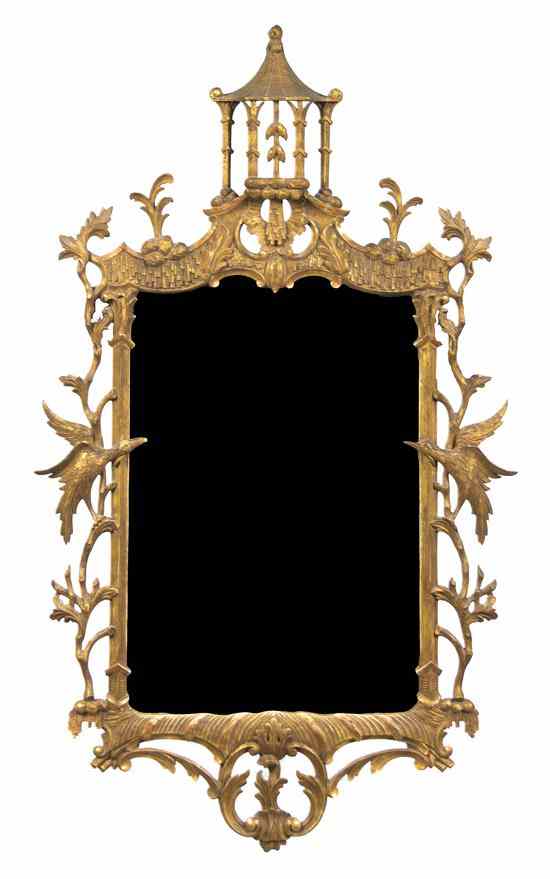 Appraisal: A Chinese Chippendale Style Giltwood Mirror having a pagoda finial