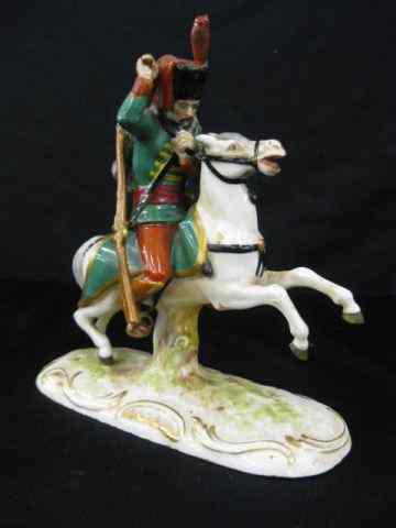 Appraisal: Dresden Porcelain Figurine of Officer onhorseback crossed swords mark ''