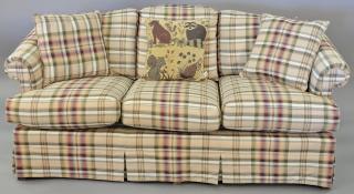 Appraisal: Harden plaid upholstered three seat sofa like new lg in