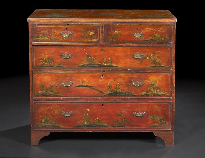 Appraisal: George III Red Lacquered and Polychromed Chest fourth quarter th