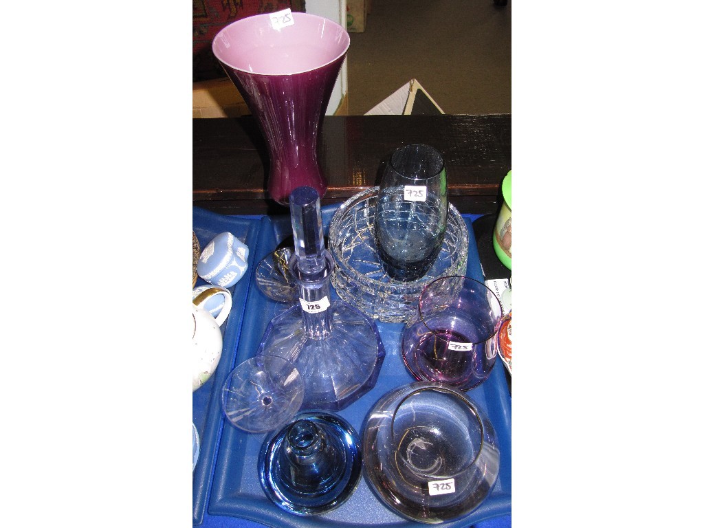 Appraisal: Tray lot of assorted glass - Art Deco style decanter