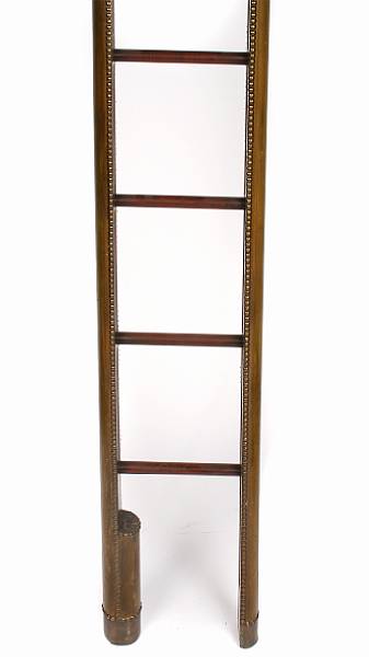 Appraisal: A tubular library step ladder height ft width in depth