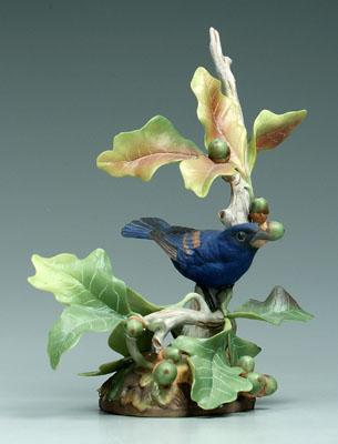 Appraisal: Boehm bird figurine blue grosbeak with oak leaves and acorns