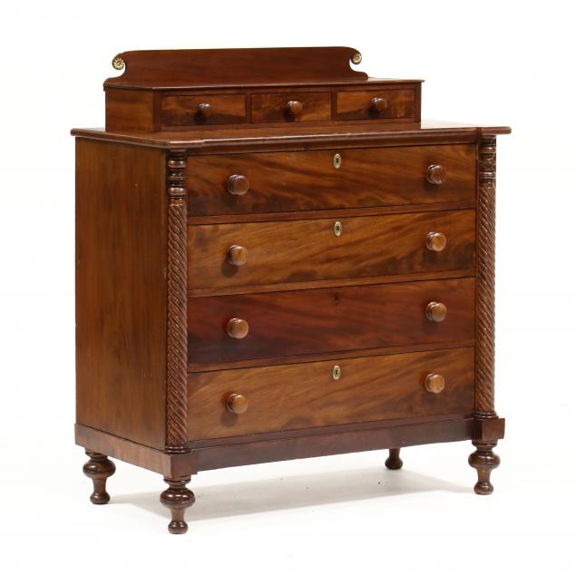 Appraisal: AMERICAN SHERATON MAHOGANY CHEST OF DRAWERS Circa mahogany veneer white