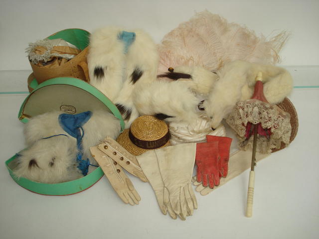 Appraisal: A good collection of dolls clothes furs and accessories Including