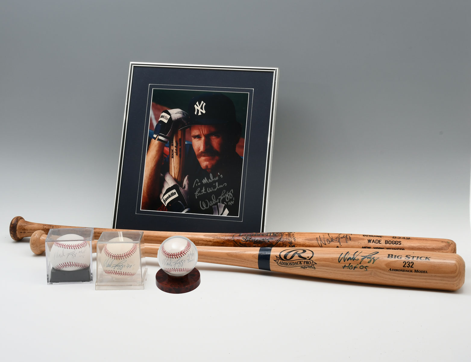 Appraisal: BOGGS SIGNED GAME BAT BALLS PHOTO Comprising - Hall of