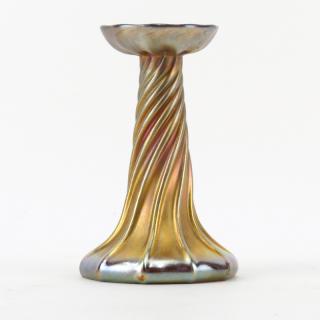 Appraisal: Tiffany Gold Favrile Iridescent Candlestick Tiffany Gold Favrile Iridescent Candlestick