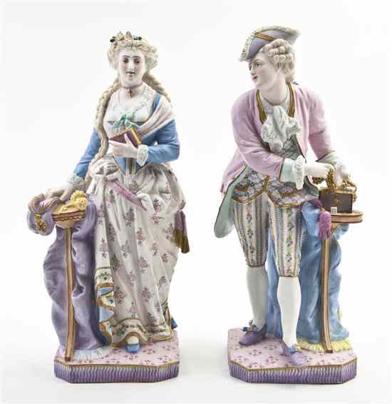 Appraisal: A Pair of French Bisque Figures depicting a gentleman and