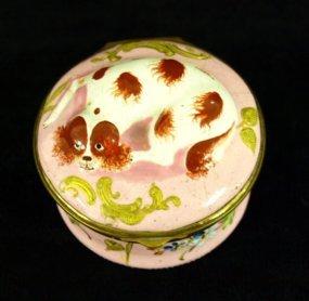 Appraisal: A late th Century English enamel patch box the hinged