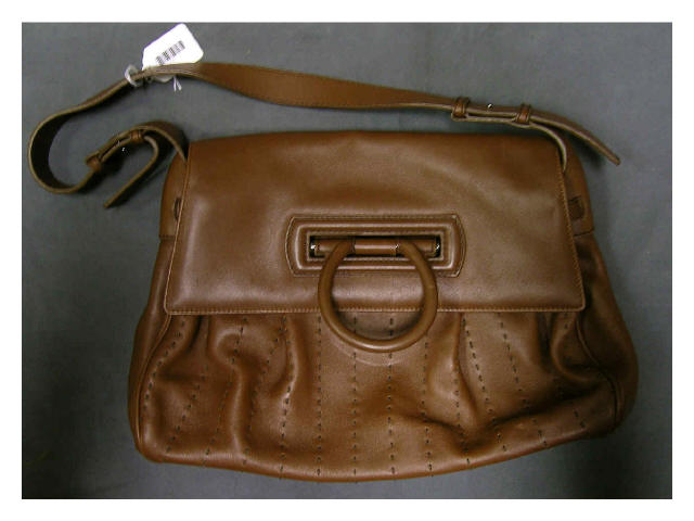 Appraisal: Salvatore Ferragamo brown leather handbag with removable adjustable shoulder strap