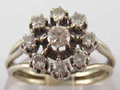 Appraisal: A continental hallmarked carat white gold diamond cluster ring the