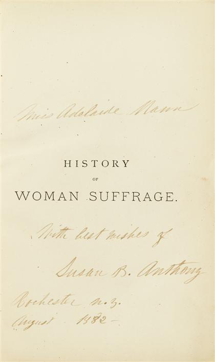 Appraisal: vols Stanton Elizabeth Cady Anthony Susan B Gage Matilda Joslyn