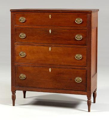 Appraisal: Southern Federal inlaid cherry chest four graduated dovetailed drawers flanked