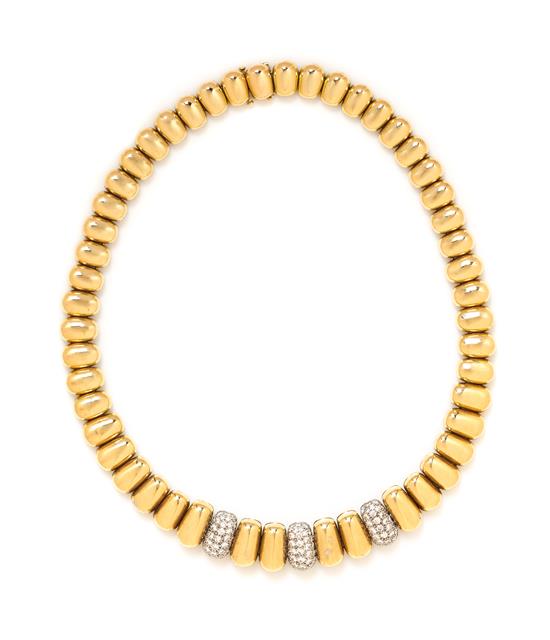 Appraisal: Sale Lot A Bicolor Gold and Diamond Necklace consisting of