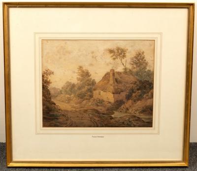 Appraisal: Francis Nicholson British - Cottage by a Stream watercolour cm