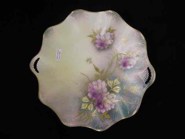 Appraisal: R S Prussia Porcelain Cake Plate ''Tiffany'' finish floral with