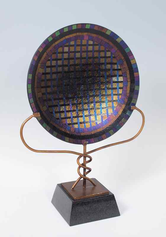 Appraisal: DICHROIC ART GLASS CHARGER ON STAND Glass is '' dia