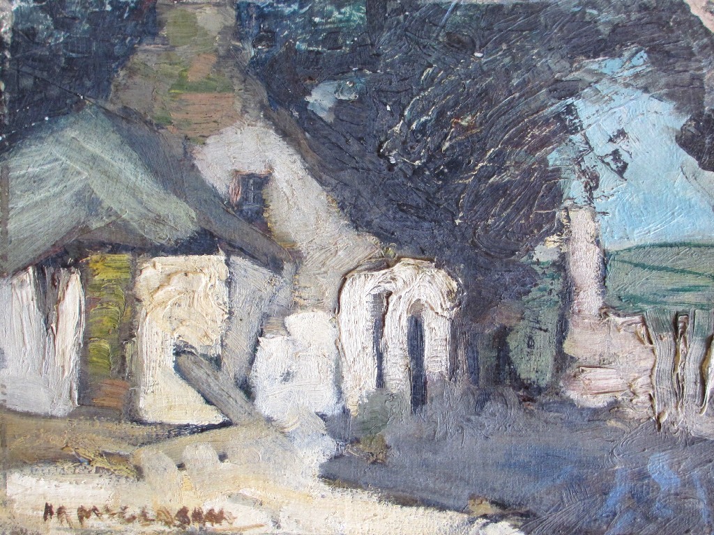 Appraisal: ARCHIBALD MCGLASHAN - COTTAGES Oil on board signed x cm