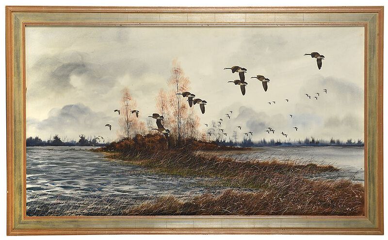 Appraisal: David Hagerbaumer California Illinois - Canada Geese in Flight signed