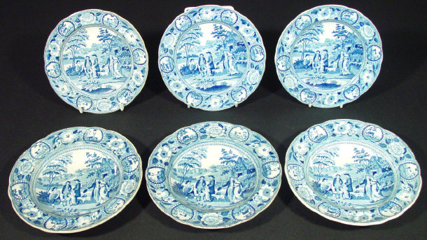 Appraisal: Three early th century Pearlware bowls and three matching plates