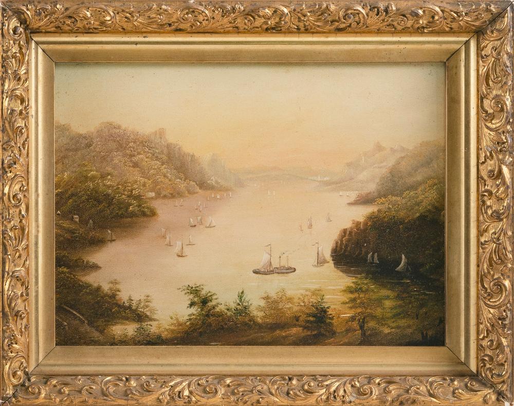 Appraisal: HUDSON RIVER SCHOOL LATE TH CENTURY NUMEROUS BOATS ON THE