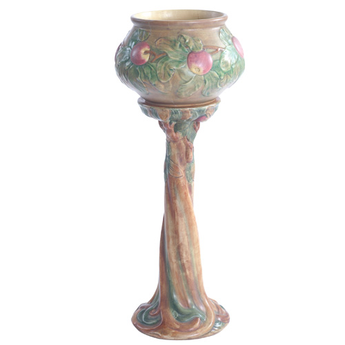 Appraisal: WELLER Baldin large jardiniere and pedestal set A great example