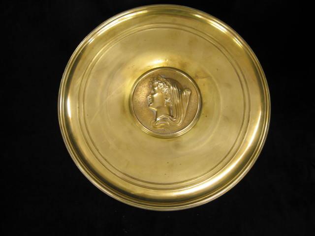 Appraisal: Victorian French Bronze Tazza or Dessert Stand medallion of maiden