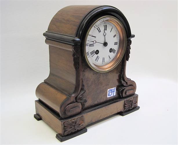 Appraisal: A BURL WALNUT MANTEL CLOCK Japy Freres Co French th