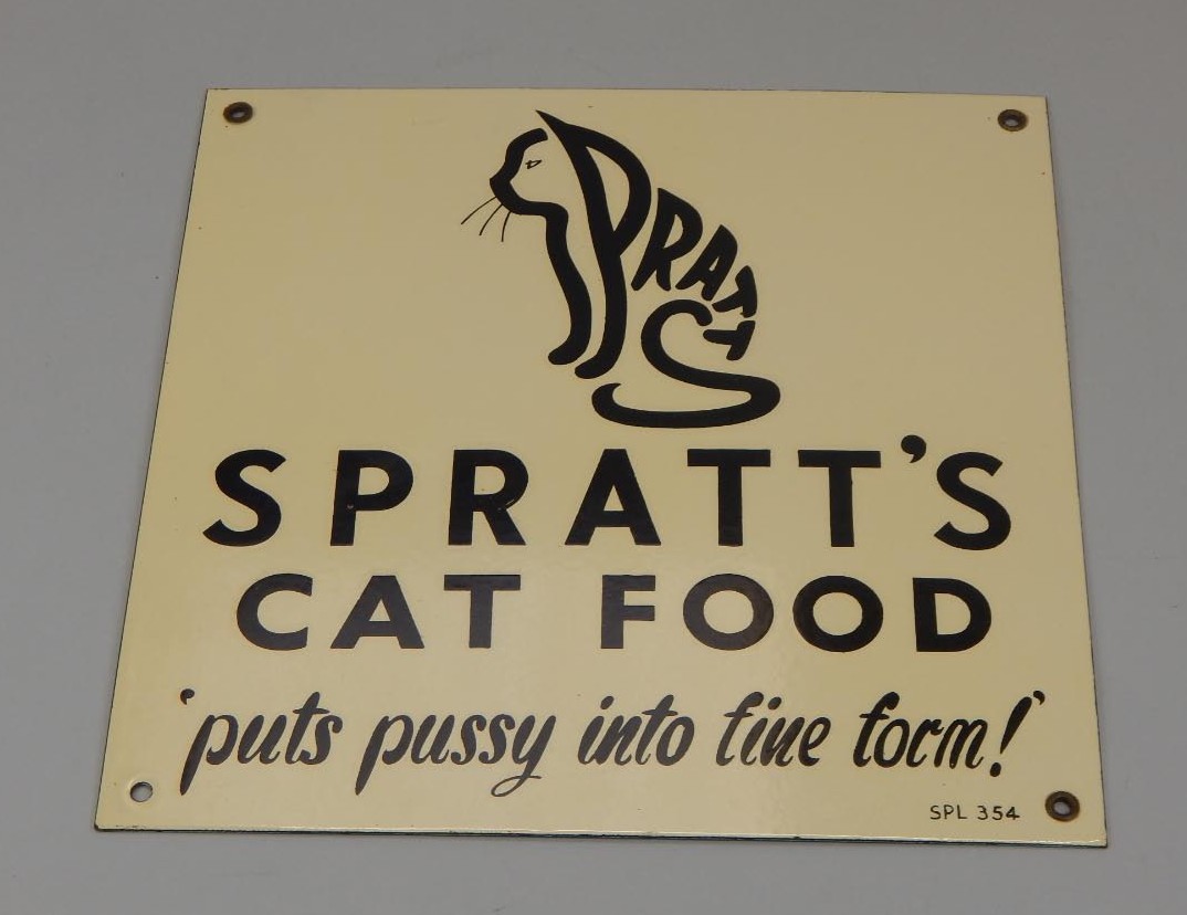 Appraisal: A rare Spratt's Cat Food enamel sign in black and