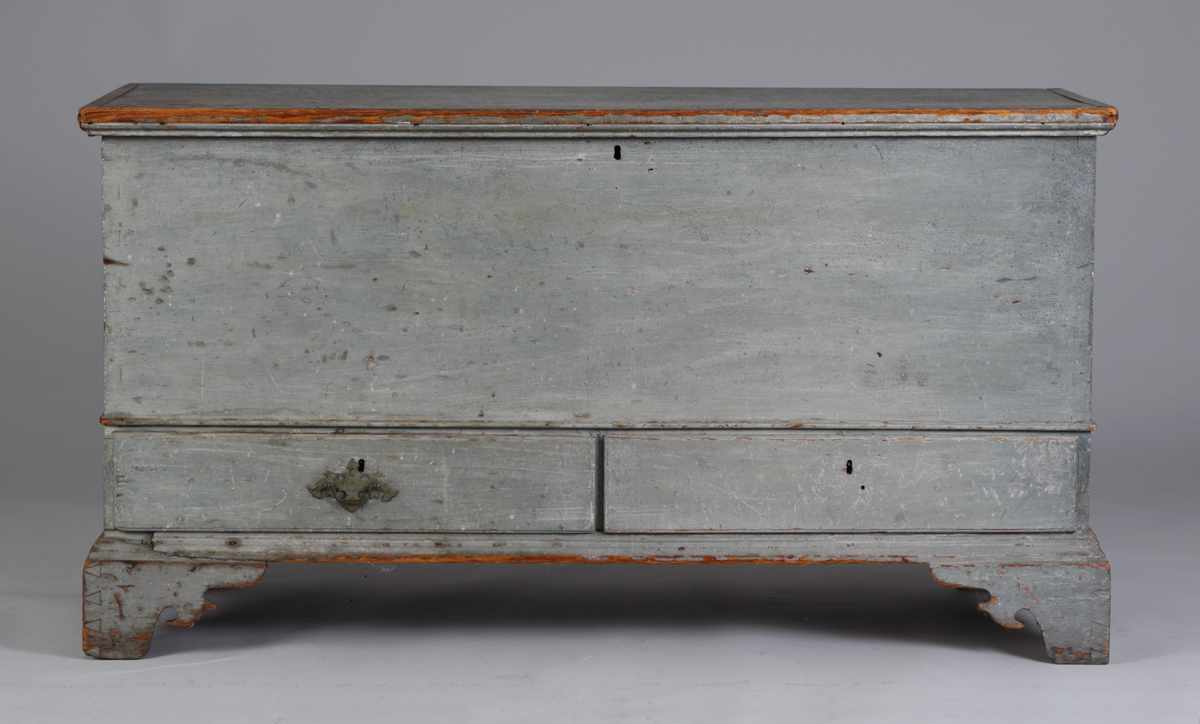 Appraisal: th Cent Chippendale Drawer Blanket Chest Dovetailed case bracket base