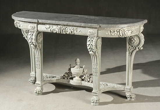 Appraisal: Louis XV Style Partial White and Gray Painted Wood Marble-Top