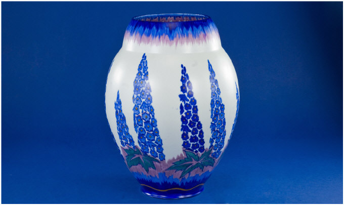 Appraisal: A Carlton Ware Blue Delphinium Hand Crafted Vase Circa inches