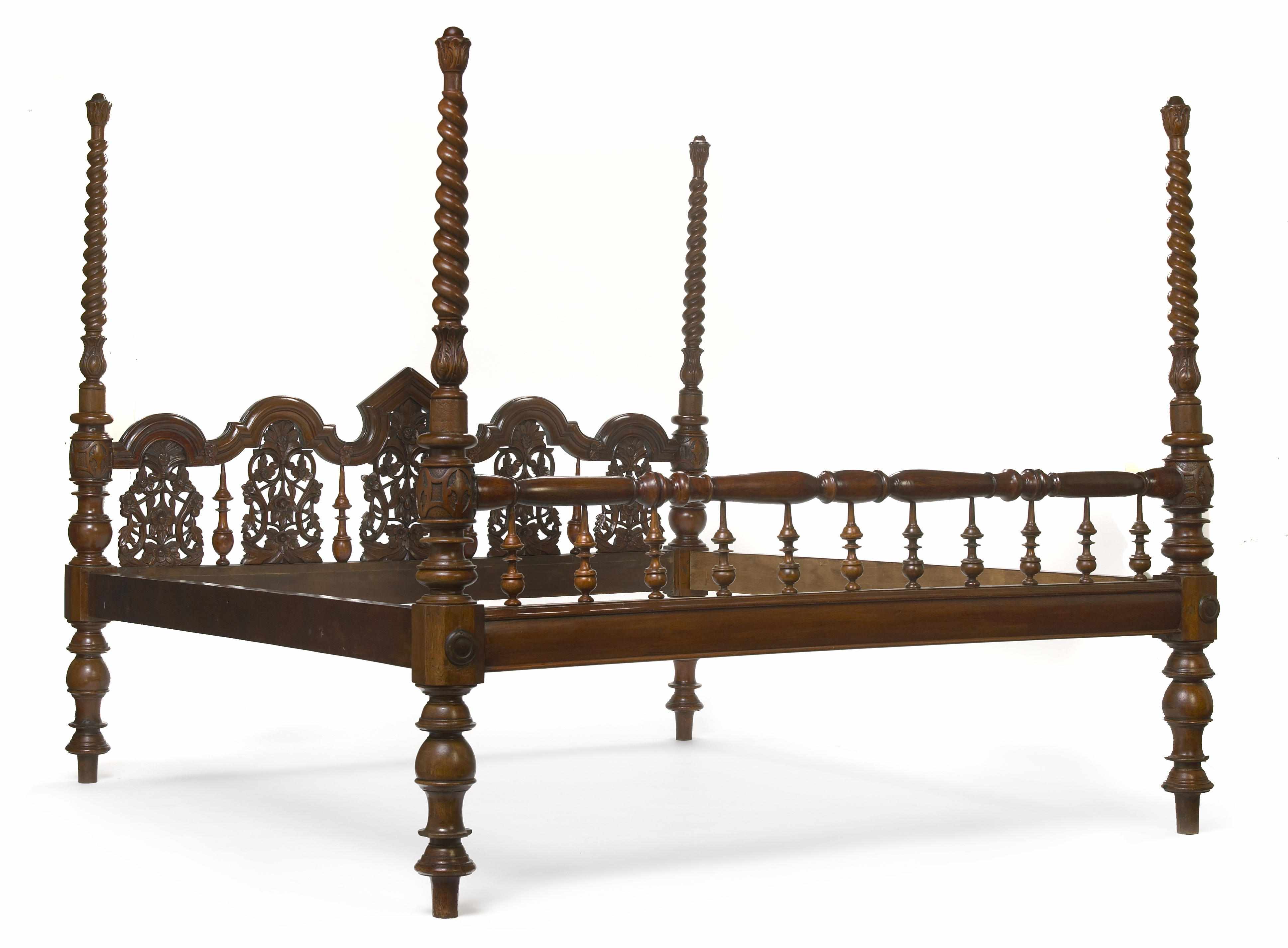 Appraisal: A Spanish Baroque style walnut bed height in width in