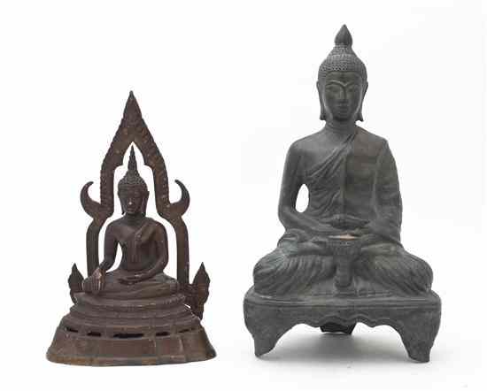 Appraisal: Two Sino-Tibetan Figures of Buddha one a cast metal example