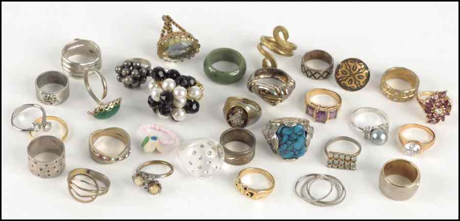 Appraisal: COLLECTION OF RHINESTONE RINGS Together with gilt and plastic rings