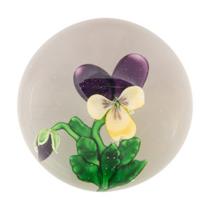 Appraisal: A Clichy Viola or Pansy and Bud Glass Paperweight Mid-