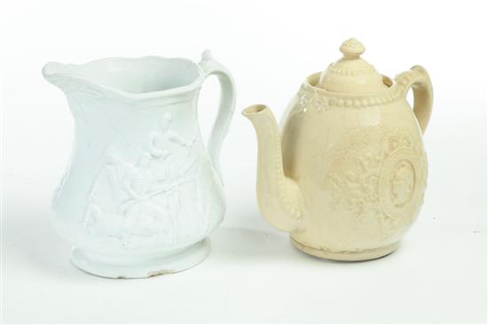 Appraisal: PITCHER AND COFFEE POT White earthenware ''Ellsworth'' pitcher marked for