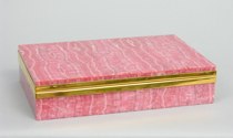 Appraisal: Large Asprey Rhodochrosite Box Finely matched panels of pink rhodochrosite