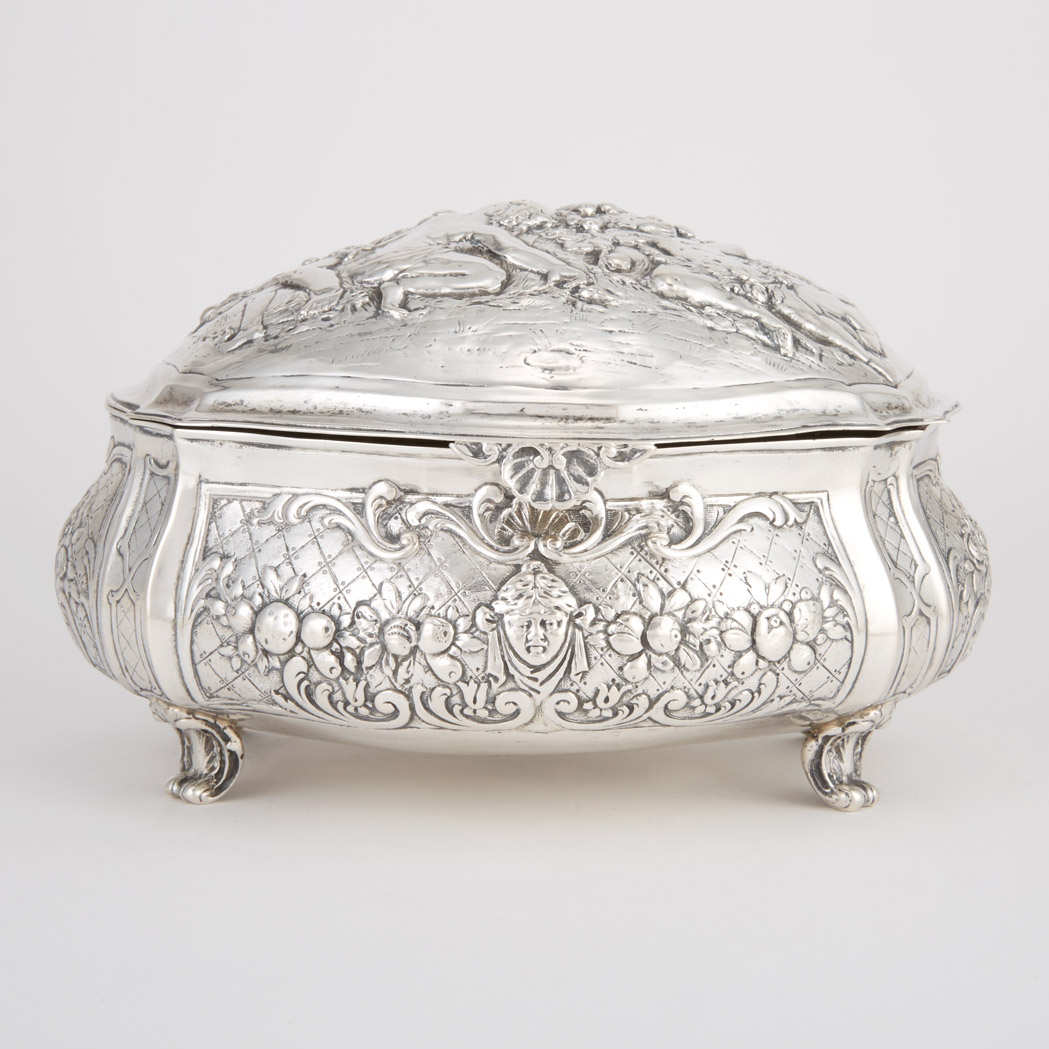 Appraisal: Continental Silver Box and Cover Late th early th century