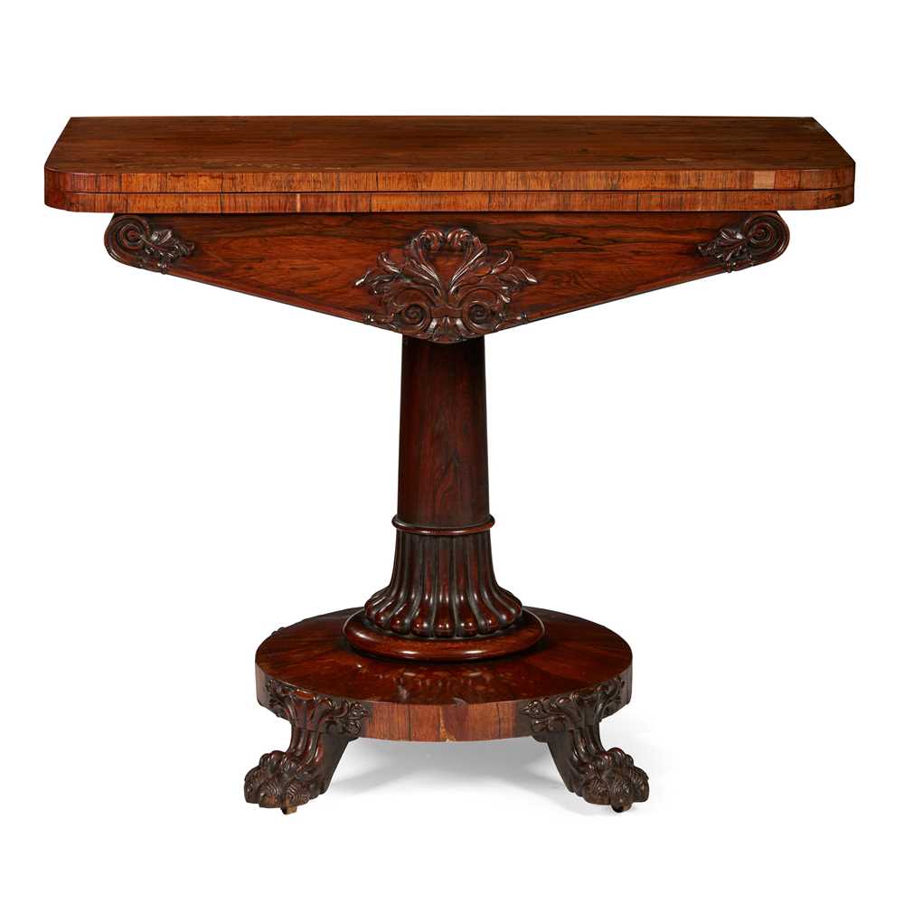 Appraisal: Y GEORGE IV ROSEWOOD CARD TABLE EARLY TH CENTURY the