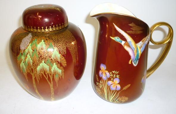 Appraisal: A CARLTONWARE POTTERY ROUGE ROYALE JAR AND COVER painted in