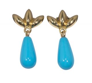 Appraisal: Pair of Tiffany Co turquoise and k yellow gold drop