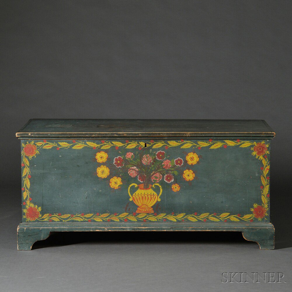 Appraisal: Paint-decorated Pine Blanket Chest Schoharie or Albany County New York