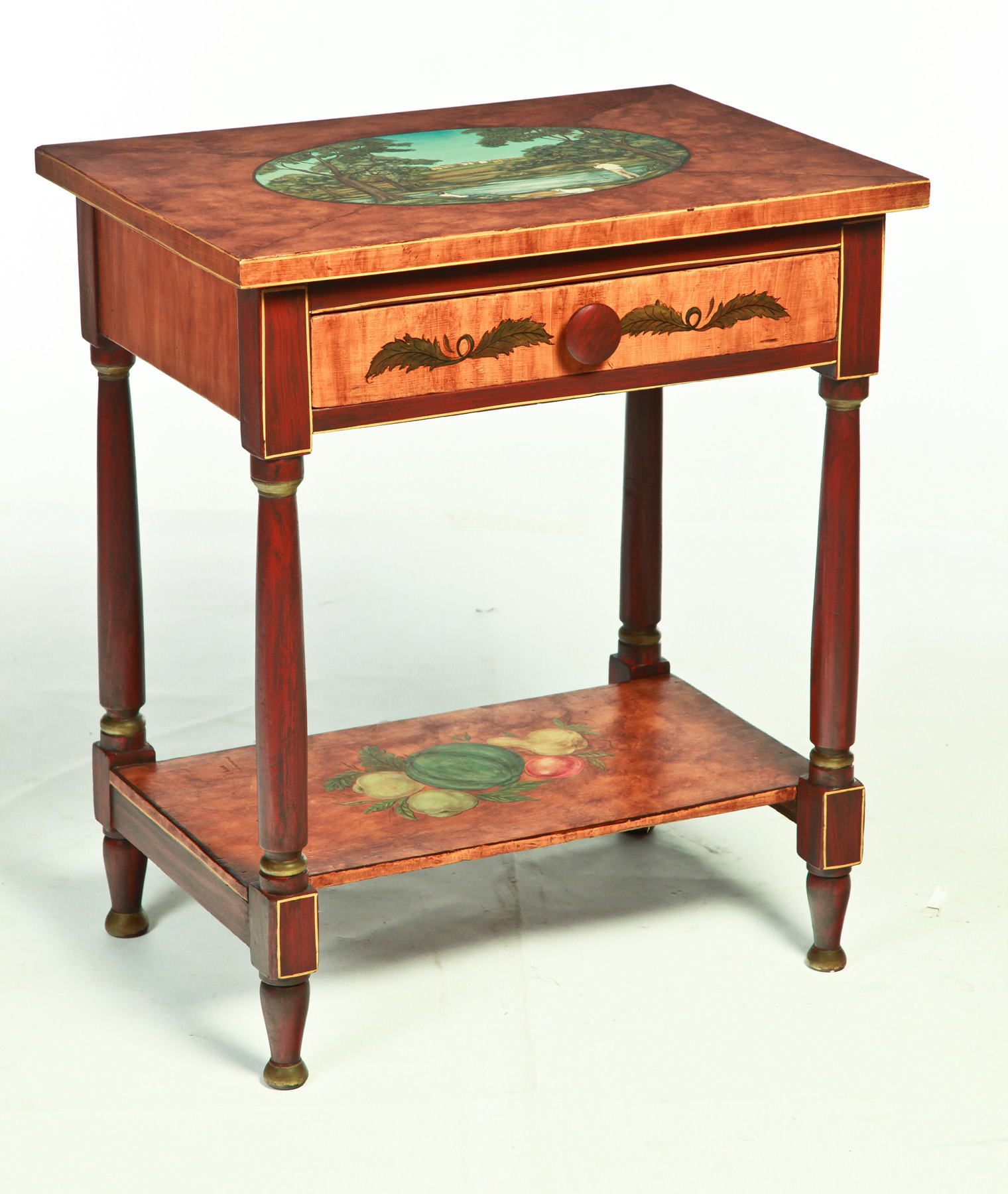 Appraisal: WASHSTAND DECORATED BY LEW HUDNALL OHIO - Late th century