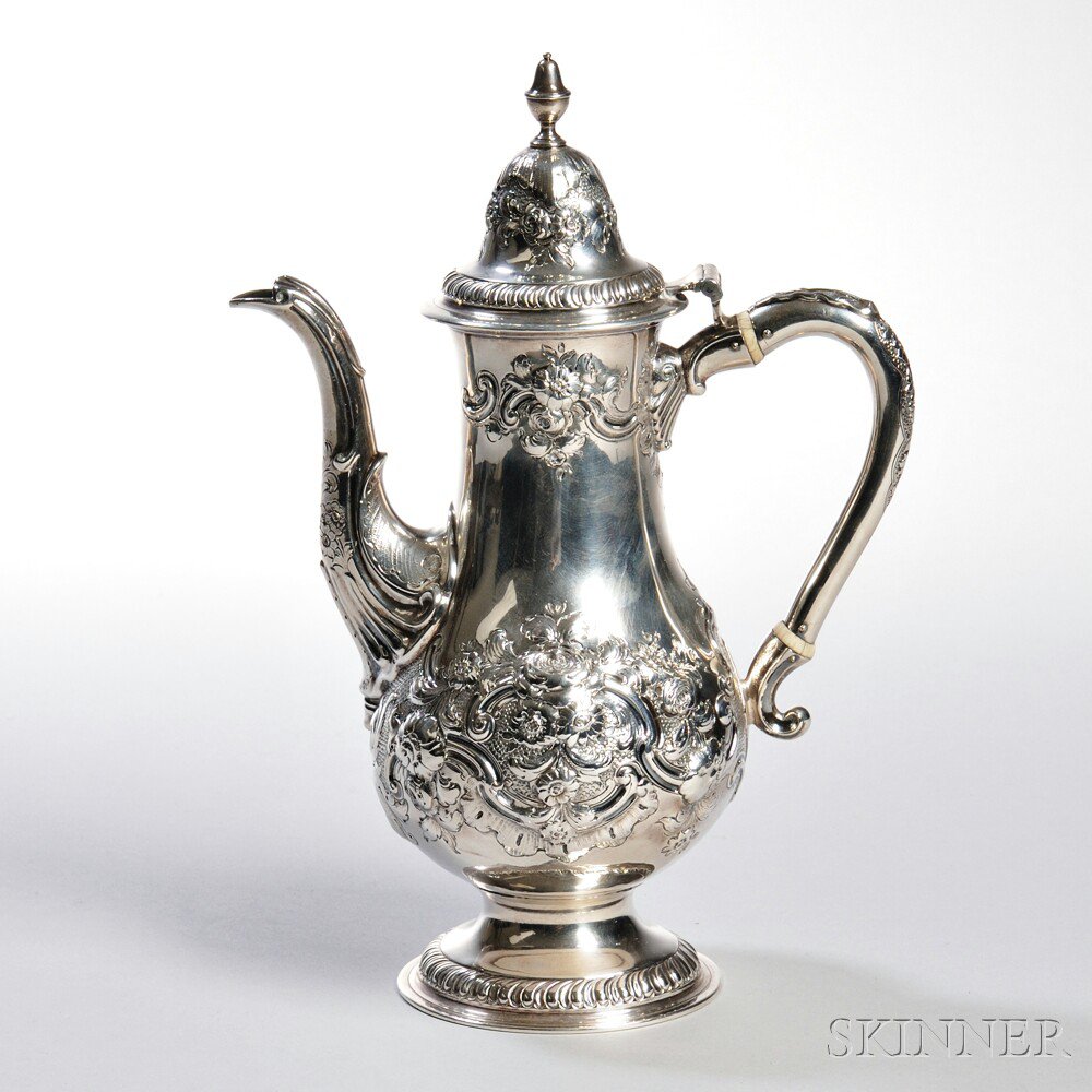 Appraisal: George III Sterling Silver Coffeepot Newcastle - John Langlands I