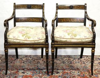 Appraisal: lot of Regency partial gilt and ebonized armchairs lot of