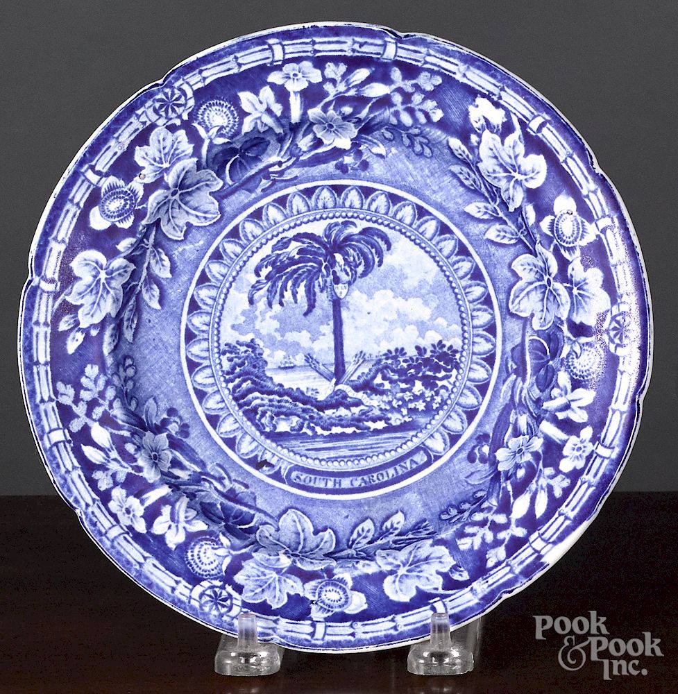 Appraisal: Historical Blue Staffordshire plate Historical Blue Staffordshire Arms of South