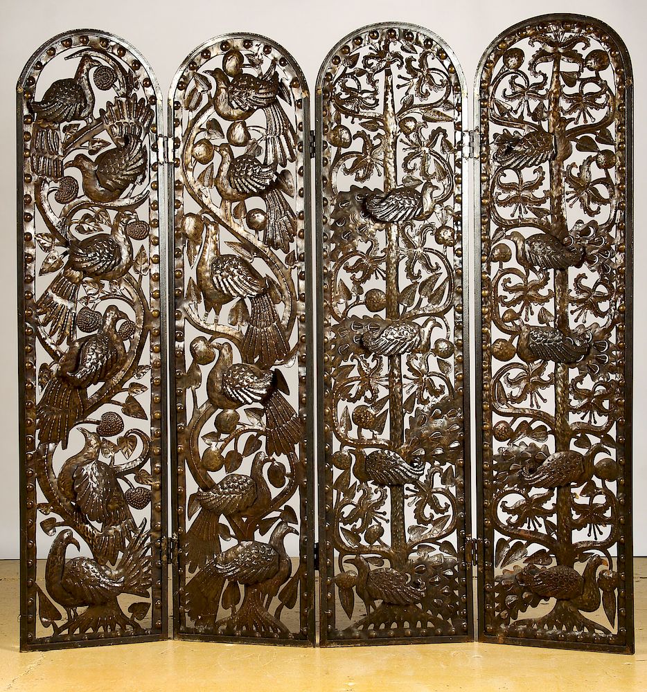 Appraisal: Haitian th c Cut Steel Room Divider Haitian Croix-des-Bouquets th